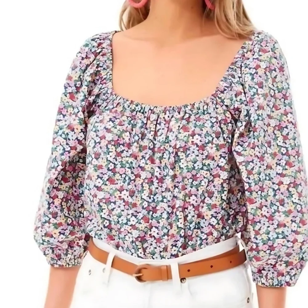 TUCKERNUCK Pomander Place Ditsy Floral Brooks Blouse Size Small